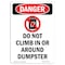 Signmission Safety Sign, OSHA Danger, 7" Height, Do Not Climb In Or, Portrait OS-DS-D-57-V-2097 - alternate 1